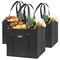Wrapables 3Pk Reusable Grocery Bags, Heavy Duty Large Foldable Storage Shopping Totes with Reinforced Handles, Black